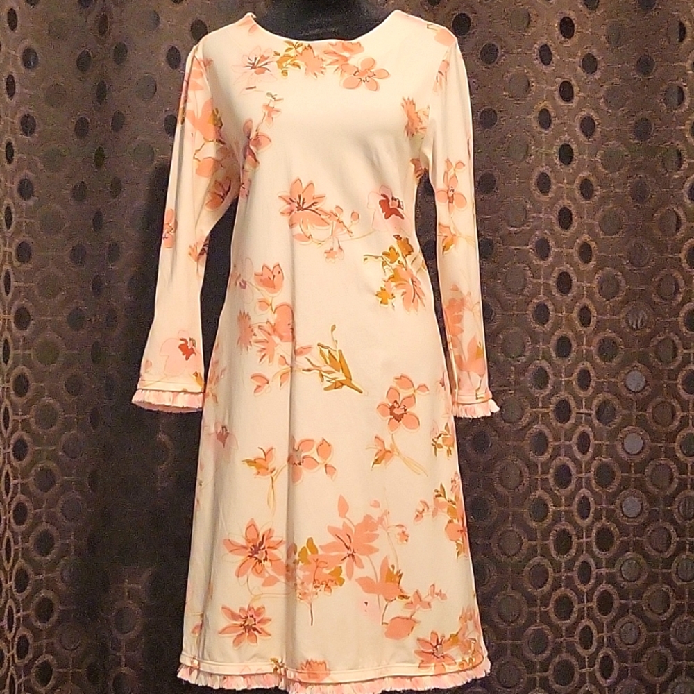Spartina 3/4 sleeve floral fringe dress